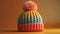 Winter warmth Knitted wool cap in multi color generated by AI
