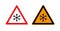 Winter warning set sign shows danger of ice and snow at street, highway or road. Snow warning sign Risk of Ice warning sign isol