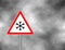 Winter warning sign shows danger of ice and snow at street, highway or road. Snow warning sign Risk of Ice warning sign isolated