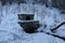 In winter the water of a fountain built on a spring of a meadow in Vitosha mountain has frozen