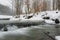 Winter waterfall photographed long exposure