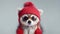 Winter Whimsy: Adorable Animal in a Funny Red Hat. Generative ai