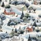 Winter Whimsy: Quaint Village Life in a Seamless Snowy Splendor