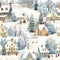 Winter Whimsy: Quaint Village Life in a Seamless Snowy Splendor