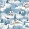 Winter Whimsy: Quaint Village Life in a Seamless Snowy Splendor