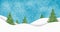 Winter white snow falling with pine trees model toy in blue background.