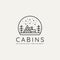 Winter wildlife cabin minimalist line art logo