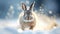 Winter Wonderland: Close-Up of Mountain Hare in Snow, generative ai