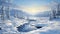 Winter Wonderland: A Dreamlike Illustration Of Quebec\\\'s Snow Covered Stream