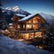 Winter Wonderland: Enchanting Chalet in Snowy Alpine Ski Resort