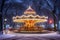 Winter Wonderland: Festive Carousel in Snowy Park