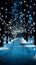 Winter Wonderland: Forest at Night with Snow and Christmas Lights