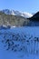 Winter wonderland landscape on the lake Ferchensee in Bavaria, Germany