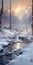 Winter Wonderland: Luminist Landscape Painting Of Snow-covered Stream