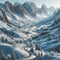 Winter Wonderland: Majestic Snow-Covered Mountain Pass Landscape