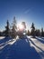 Winter wonderland. sunny morning and a beautiful blue sky.