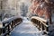 Winters charm a snow covered wooden bridge on a snowy day