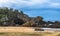 A winters day at Mystery Bay with a beach sea cave