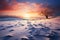 Winters enchanting farewell A serene and beautiful sunset landscape