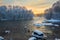 The wintertide river sunrise