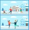 Wintertime Activities Nature Vector Illustration
