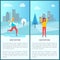 Wintertime Snowy City Park Vector Illustration