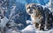 Wintertime Wanderer: AI-Rendered Snow Leopard Portrait