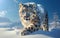 Wintertime Wanderer: AI-Rendered Snow Leopard Portrait