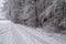 a wintery landscape of Bavarian countryside with trees covered with snow and rime ice around Christmas time (Germany)