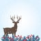 Wintry Background with Fir Twigs and Deer white background