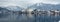 Wintry lake panorama in the bavarian alps