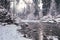 Wintry river in the alps