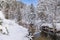 Wintry river in the alps