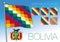 Wiphala official flags, Bolivia, vector illustration