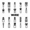 wire cable cord icons set vector