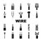 wire cable cord icons set vector