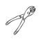 Wire cutter icon in sketch style.