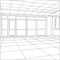 Wire-frame office room. EPS 10 vector format
