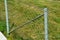 Wire stainless steel net made of ropes connected by metal connectors as a fence filling, loops, rope connectors, protective protec