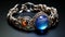 Wire-wrapped gemstone bracelet with intricate wirework