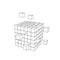Wireframe cube from small cubes. Big Data concept