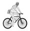 Wireframe design of cyclist with bag