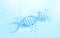 Wireframe DNA molecules structure mesh on soft blue background. Science and Technology concept
