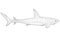 Wireframe low poly blue shark. 3D. Side view. Vector illustration