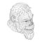 Wireframe low poly head of a Neanderthal. Wireframe head of a prehistoric man. Isometric view. 3D. Vector illustration