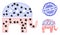 Wireframe Mesh Republican Elephant Icons with Infectious Parts and Grunge Round Made in Us Badge