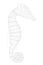 Wireframe of a seahorse made of black lines on a white background. Side view. 3D. Vector illustration