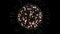 Wireframe sphere rotating in firework, lettering Happy new year, 3d animation