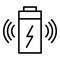 Wireless battery charging icon, outline style
