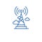 Wireless broadcasting  line icon concept. Wireless broadcasting  flat  vector symbol, sign, outline illustration.